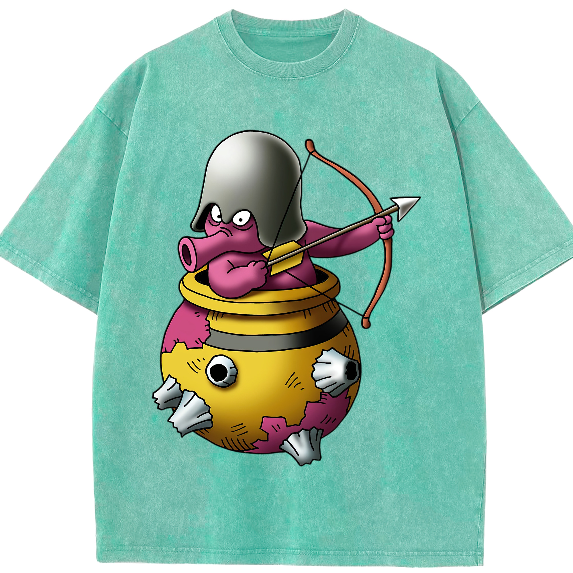 （画像用） ドラゴンクエスト Doragon Kuesuto Dragon Quest 綿100% ヴィンテージ風 半袖Tシャツ（フロントプリント）